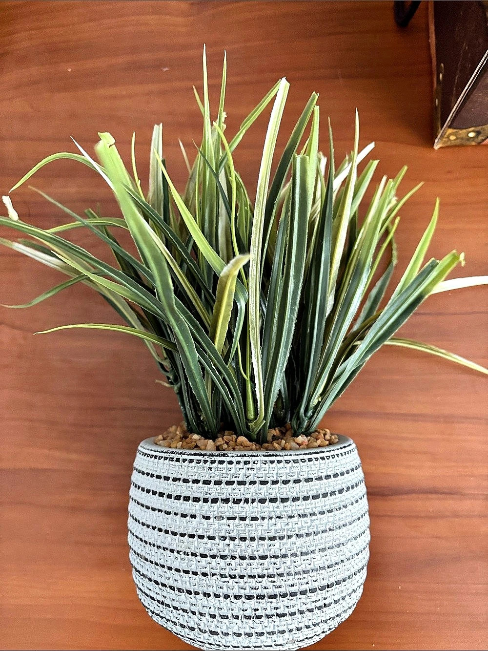 Green & White Potted Faux Plant Decor